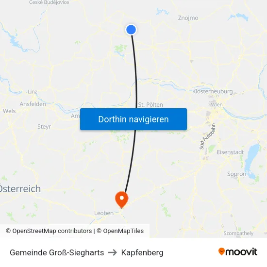 Gemeinde Groß-Siegharts to Kapfenberg map