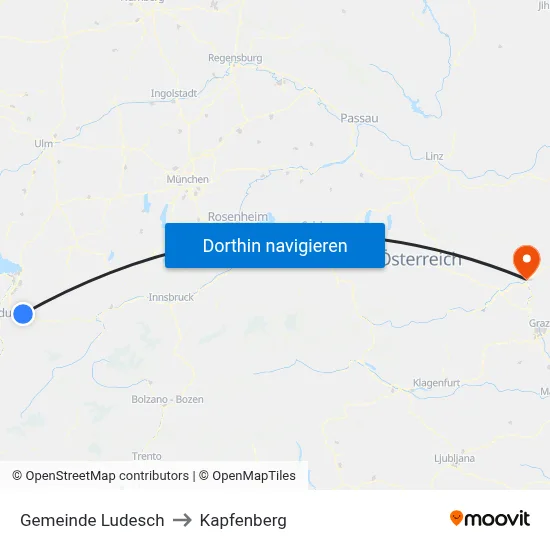 Gemeinde Ludesch to Kapfenberg map