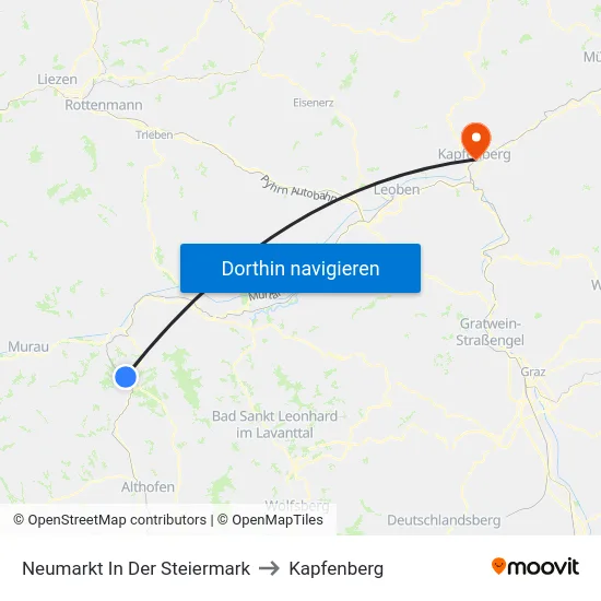 Neumarkt In Der Steiermark to Kapfenberg map