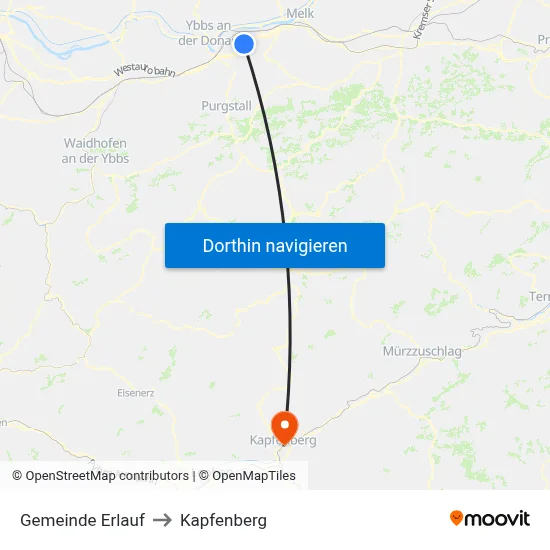 Gemeinde Erlauf to Kapfenberg map
