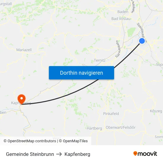 Gemeinde Steinbrunn to Kapfenberg map
