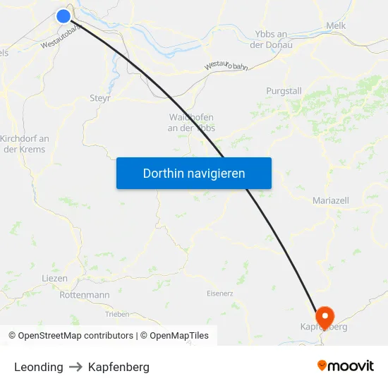 Leonding to Kapfenberg map