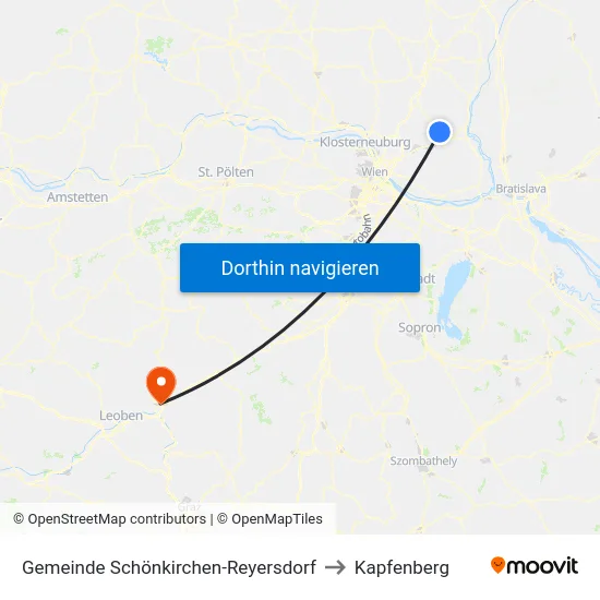 Gemeinde Schönkirchen-Reyersdorf to Kapfenberg map