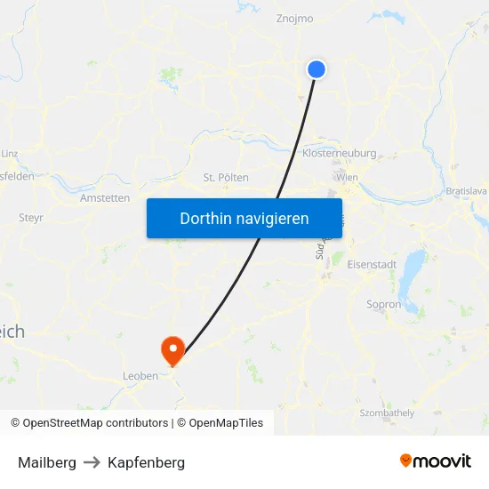 Mailberg to Kapfenberg map