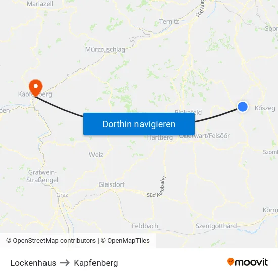 Lockenhaus to Kapfenberg map