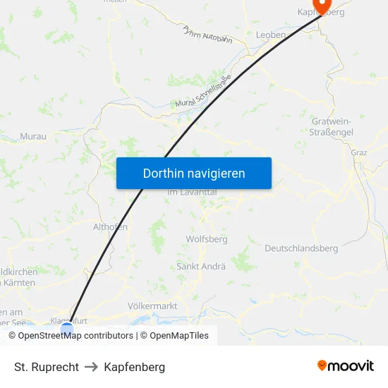 St. Ruprecht to Kapfenberg map