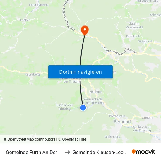 Gemeinde Furth An Der Triesting to Gemeinde Klausen-Leopoldsdorf map