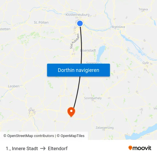 1., Innere Stadt to Eltendorf map