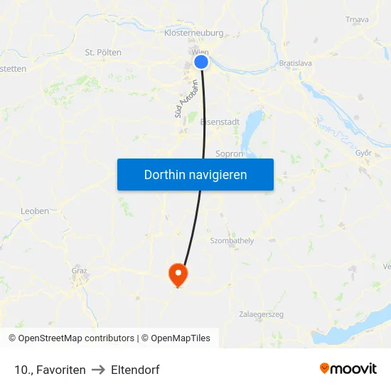10., Favoriten to Eltendorf map