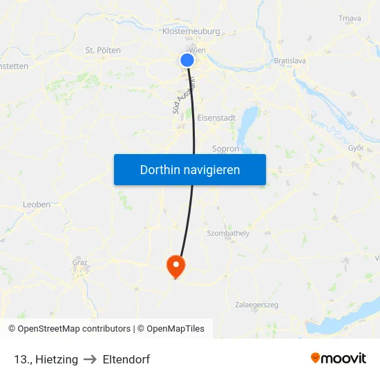 13., Hietzing to Eltendorf map