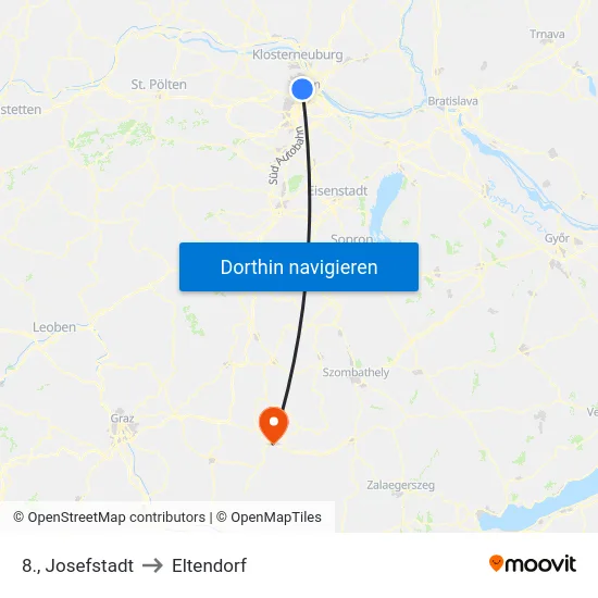 8., Josefstadt to Eltendorf map