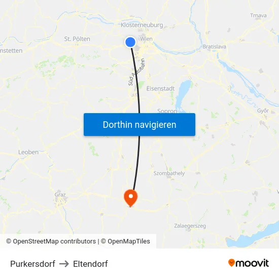 Purkersdorf to Eltendorf map