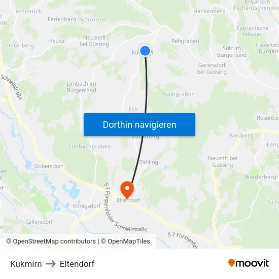 Kukmirn to Eltendorf map