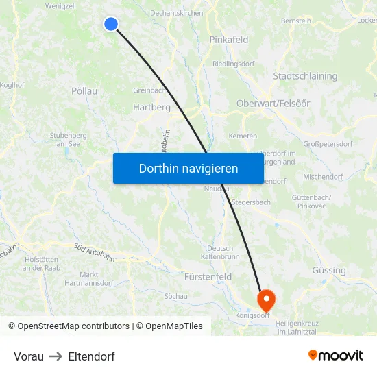 Vorau to Eltendorf map