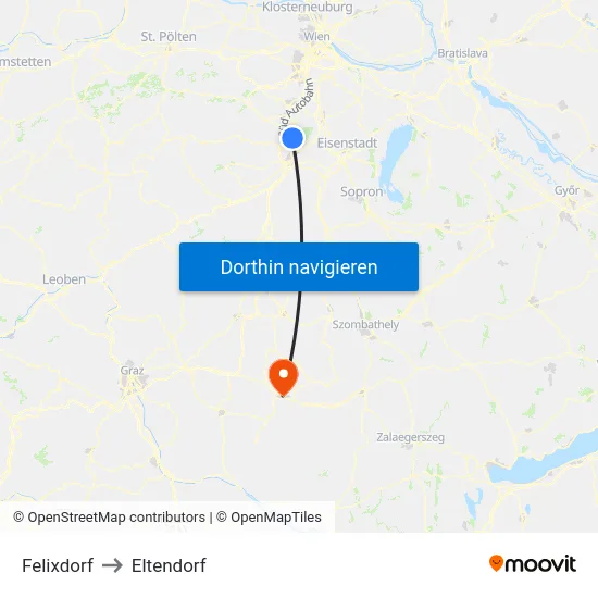 Felixdorf to Eltendorf map
