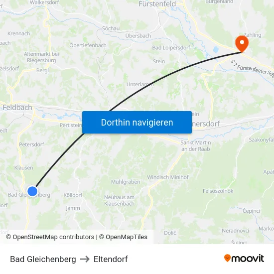 Bad Gleichenberg to Eltendorf map
