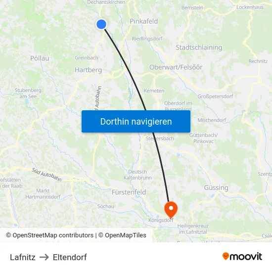 Lafnitz to Eltendorf map