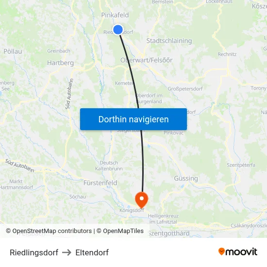 Riedlingsdorf to Eltendorf map