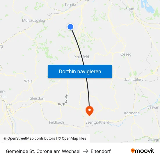 Gemeinde St. Corona am Wechsel to Eltendorf map