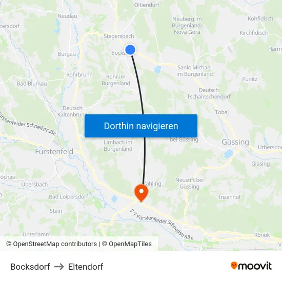 Bocksdorf to Eltendorf map