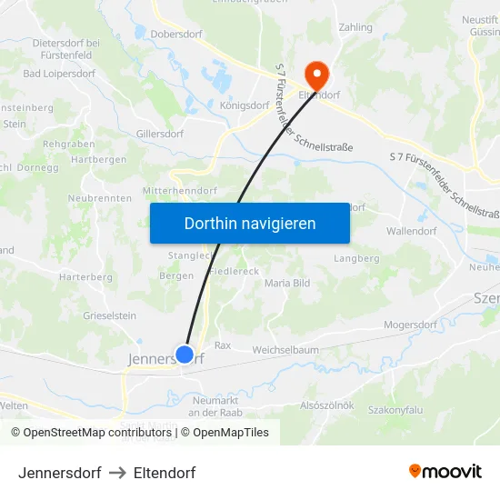 Jennersdorf to Eltendorf map