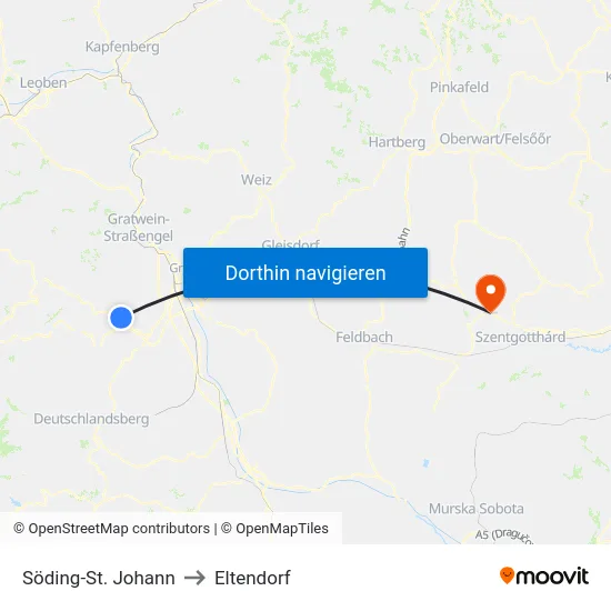 Söding-St. Johann to Eltendorf map