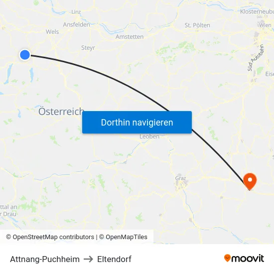 Attnang-Puchheim to Eltendorf map