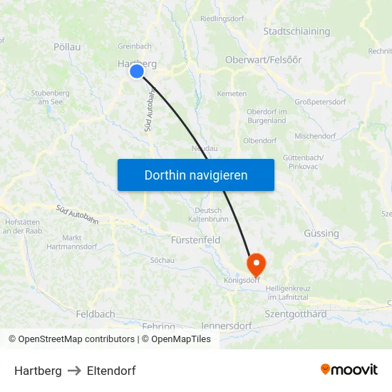 Hartberg to Eltendorf map