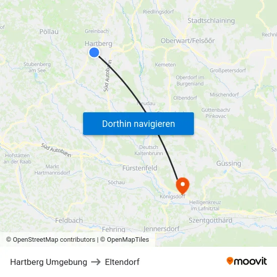 Hartberg Umgebung to Eltendorf map