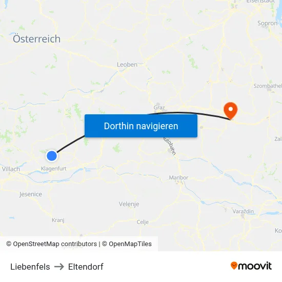 Liebenfels to Eltendorf map