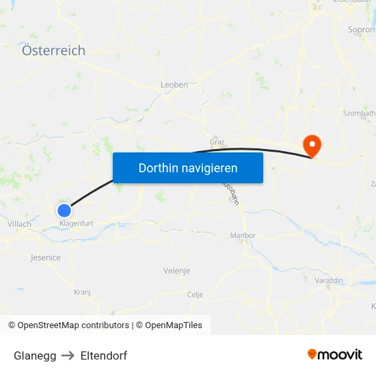 Glanegg to Eltendorf map