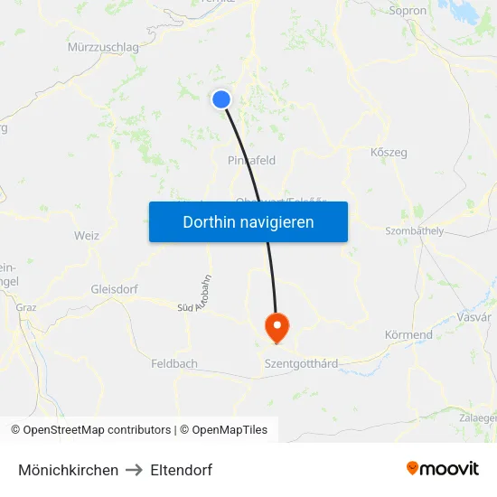 Mönichkirchen to Eltendorf map