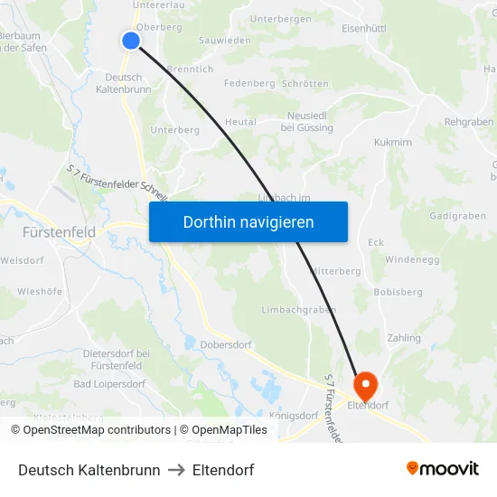 Deutsch Kaltenbrunn to Eltendorf map