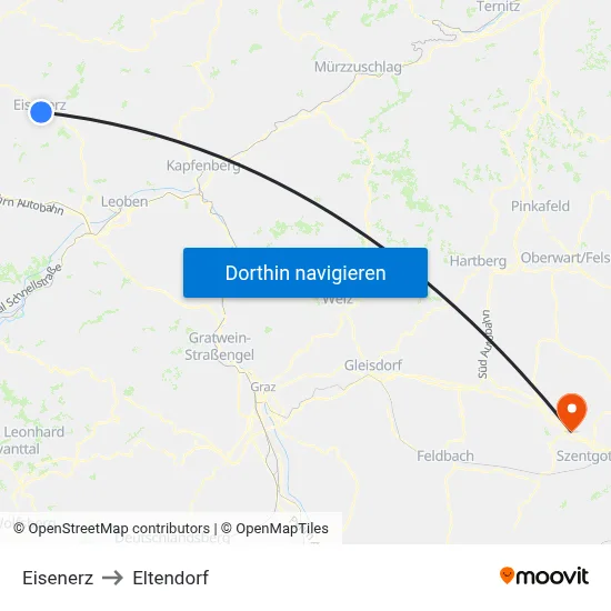 Eisenerz to Eltendorf map
