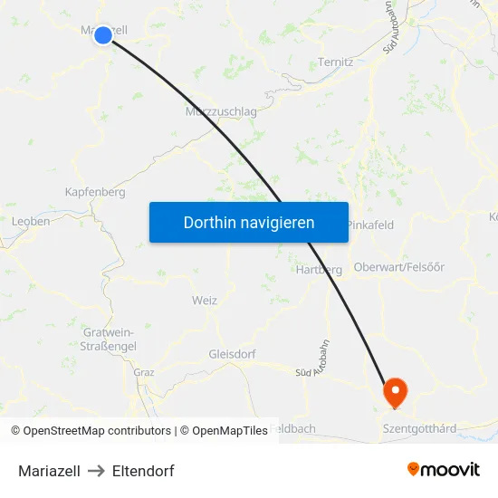 Mariazell to Eltendorf map