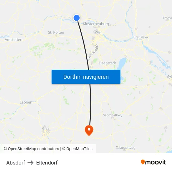 Absdorf to Eltendorf map