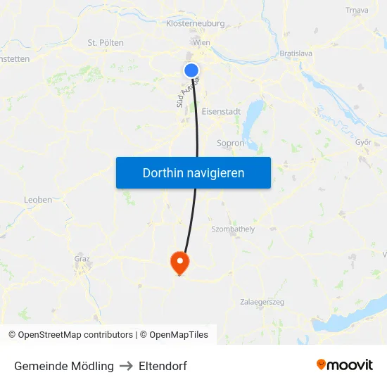 Gemeinde Mödling to Eltendorf map