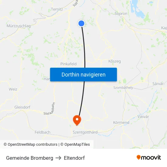 Gemeinde Bromberg to Eltendorf map