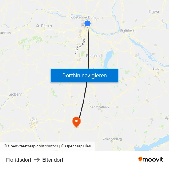 Floridsdorf to Eltendorf map