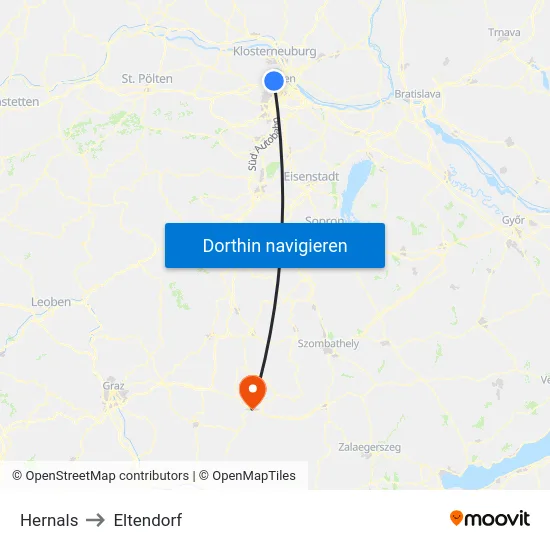 Hernals to Eltendorf map