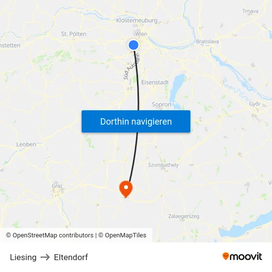 Liesing to Eltendorf map