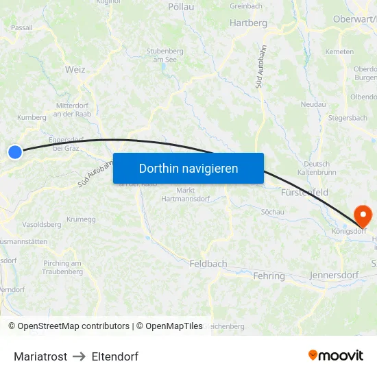 Mariatrost to Eltendorf map