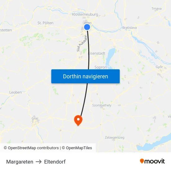 Margareten to Eltendorf map
