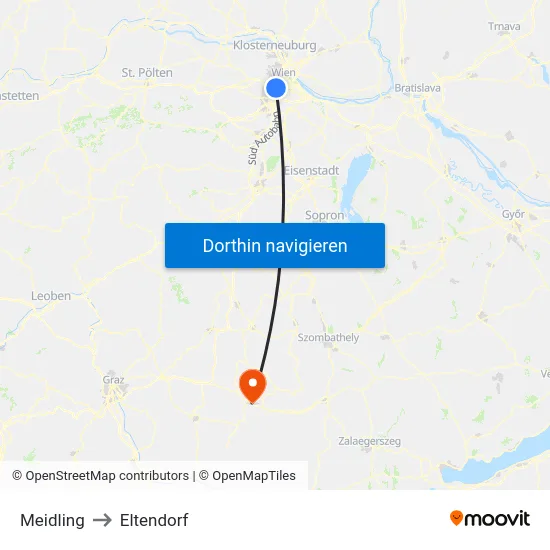 Meidling to Eltendorf map