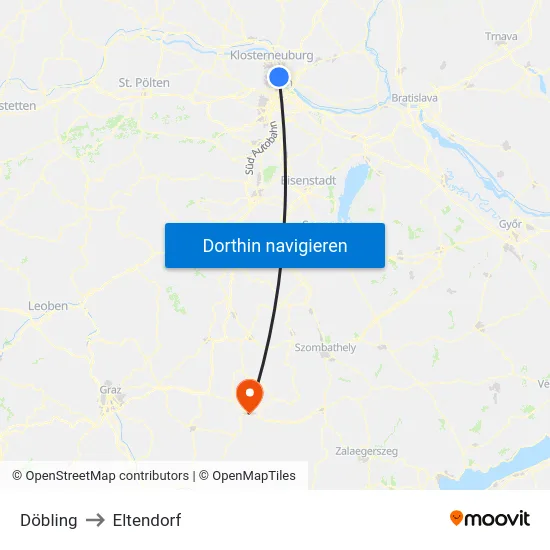 Döbling to Eltendorf map