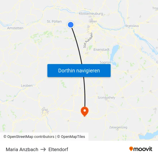Maria Anzbach to Eltendorf map