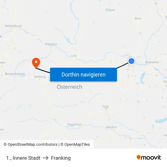 1., Innere Stadt to Franking map