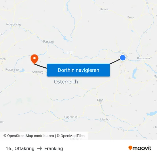 16., Ottakring to Franking map