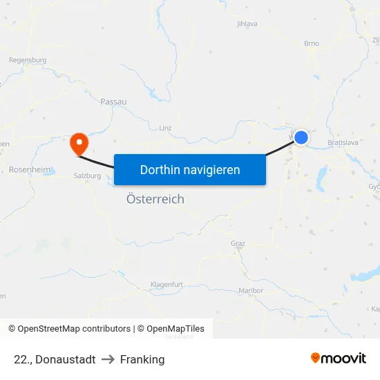 22., Donaustadt to Franking map