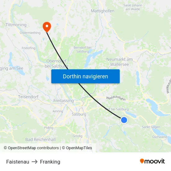 Faistenau to Franking map